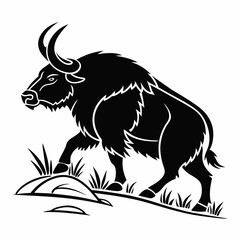 Yak vector silhouette black design white background