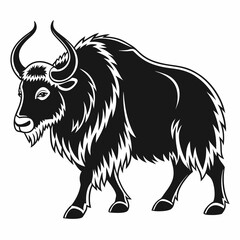 Yak vector silhouette black design white background