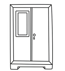 Cute cartoon hand drawn vector almirah coloring page.
