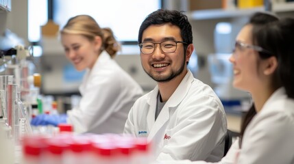 Fototapeta premium High-Tech Science Team Collaborating on Innovative Projects