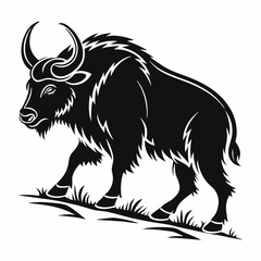 Yak vector silhouette black design white background