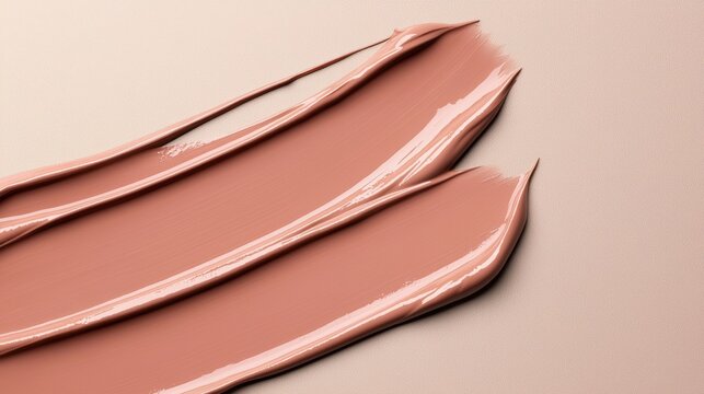 Smooth lipstick swatches in nude tones on neutral background