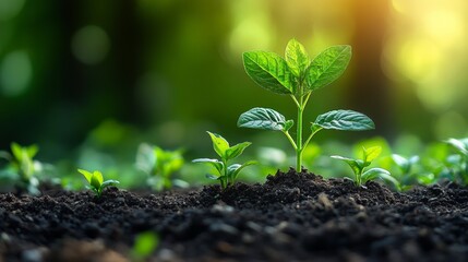 New Life: Seedlings Emerging in Sunlight