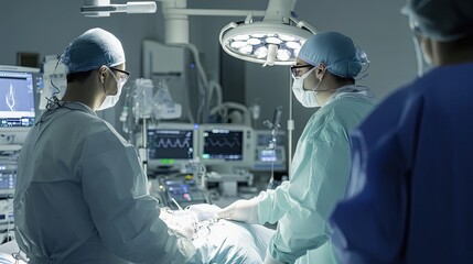 Doctors Conducting a Surgery in a Modern Operating Room
