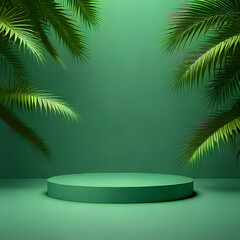 Obraz premium Tropical Elegance Luxurious Green Podium with Photorealistic Details