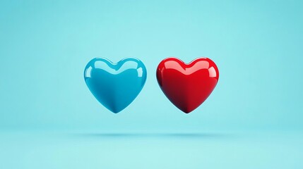 Valentine's day background Two colorful hearts symbolizing love and emotion.
