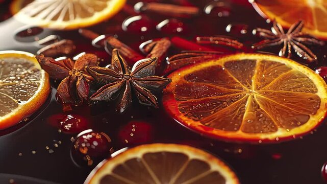 mulled wine close-up. Selective focus