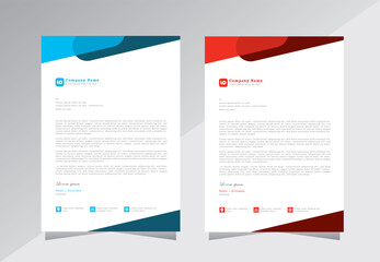 Professional letterhead template, Corporate letterhead design template with blue and red colour,  Modern letterhead design template for your project. Vector eps 10
