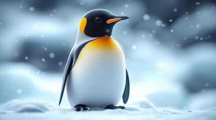 Fototapeta premium A penguin is standing on a snowy surface