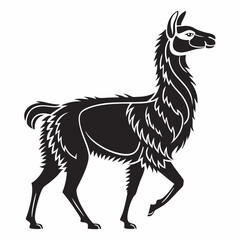 Fototapeta premium Alpaca vector silhouette black design white background