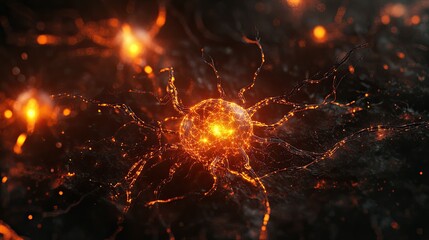 Fototapeta premium Abstract Neural Network Representation With Glowing Neuron Connections