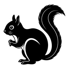 Cute  Line Art Squirrel Silhouette Black Vector Illustration