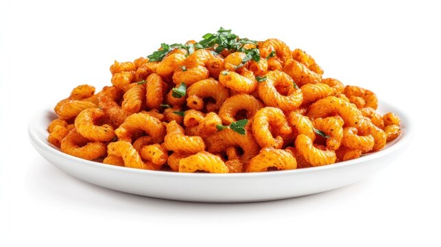 A plate of delicious cavatappi pasta in a creamy tomato sauce, garnished with fresh parsley.