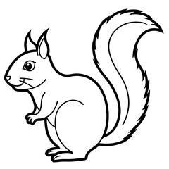 Cute  Line Art Squirrel Silhouette Black Vector Illustration