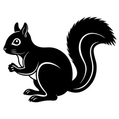 Cute  Line Art Squirrel Silhouette Black Vector Illustration