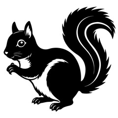 Cute  Line Art Squirrel Silhouette Black Vector Illustration