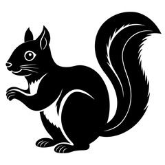 Cute  Line Art Squirrel Silhouette Black Vector Illustration