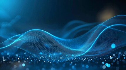 Attract Blue Line Movement, Abstract Wave Line, Light Technology Background, Copy Space..., 