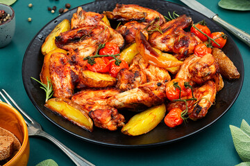 Barbecue chicken wings with sage.