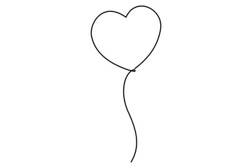 Heart shaped balloon Continuous one line drawing of heart balloon isolated vector illustration
