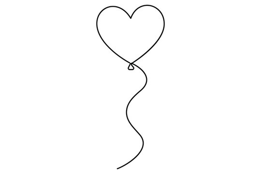 recommend clip art: Heart shaped balloon Continuous one line drawing of heart balloon isolated vector illustration
                    