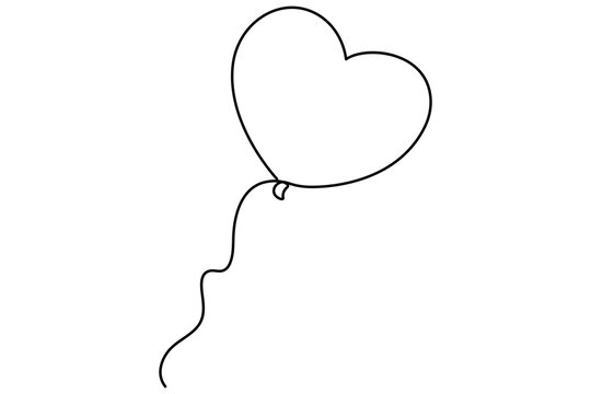 recommend clip art: Heart shaped balloon Continuous one line drawing of heart balloon isolated vector illustration
                    