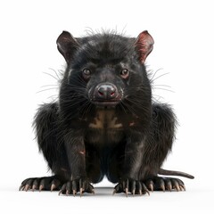 Obraz premium Tasmanian devil sitting and staring, isolated on a white background