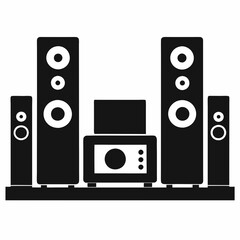 Fototapeta premium Home Theater Silhouette Vector Art