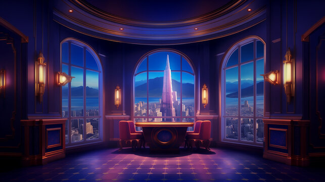 Future City Fantasy Room Window Game Art
