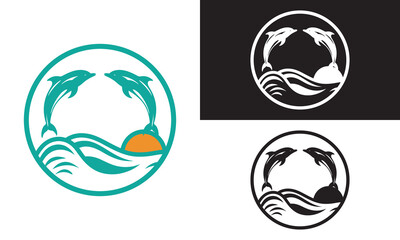 Obraz premium Dolphin silhouette vector illustration, logotype design.