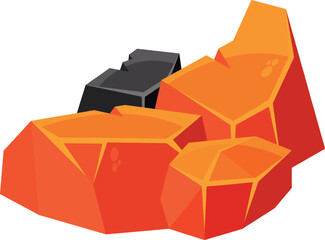 Hot charcoal flaming mineral vector illustration