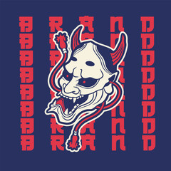 Japanese Demon Oni Mask Logo Design vector illustration