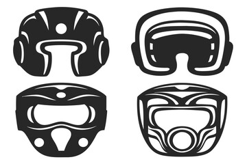 set of Boxing Headgear silhouette vector illustration