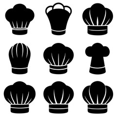 Black and White Chef Hats in a Grid Pattern