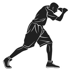 Naklejka premium Boxing player silhouette vector illustration