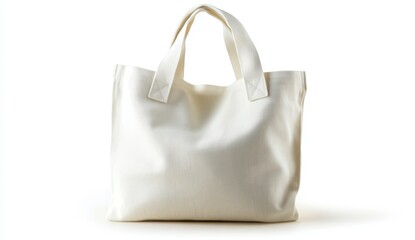 Blank Tote Bag Standing on White Background.
