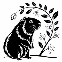 Guinea Pig vector silhouette black design white background