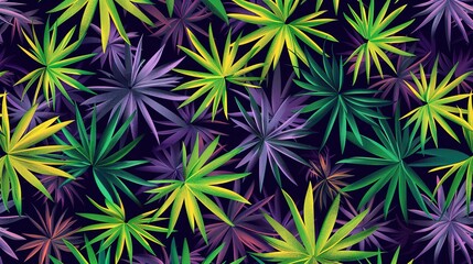 Fototapeta premium tropical palm leaves seamless pattern wallpaper