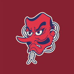 Vector Classic Japanese Tengu Mask Illustration