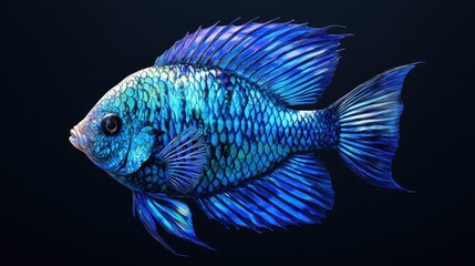 Fototapeta premium Hyperrealistic ornamental fish design showcase underwater exhibit digital art marine environment close-up view artistic concept