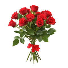 Bouquet of red roses isolated on white and transparent background