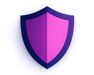 A modern, stylized shield emblem in vibrant pink and purple colors, symbolizing security and protection.