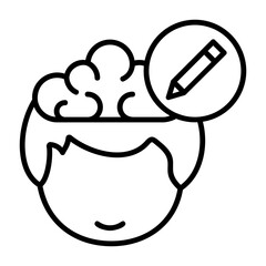 Pencil Human Mind Outline Style Icon
