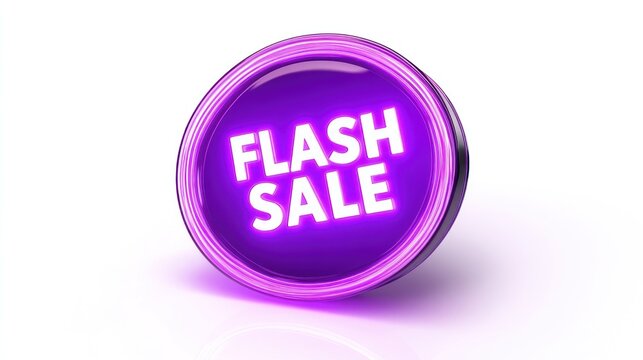 3D rendered purple neon sign announcing a flash sale.