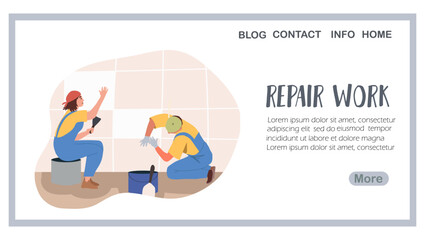 Renovation work, renovation, landing page, web design, website, website, background, vector, vector, design, illustration, hand drawn vector.