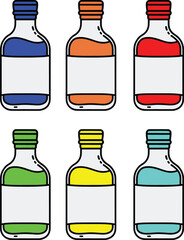 vector illustration of minimalistic bottle icon set Bundle