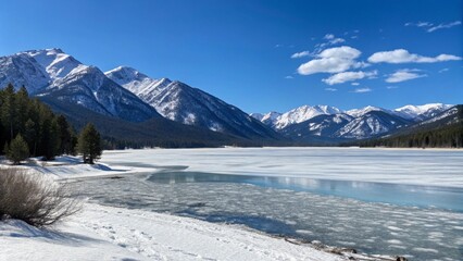 landscape with mountains and lake