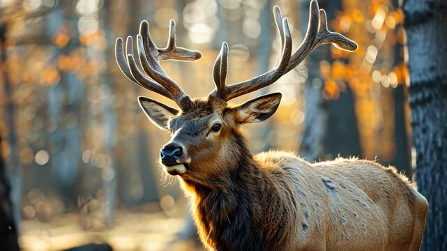 moose on the background of forest nature. Selective focus