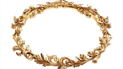 Ornate Gold Frame Encircles Empty Space on White Background.