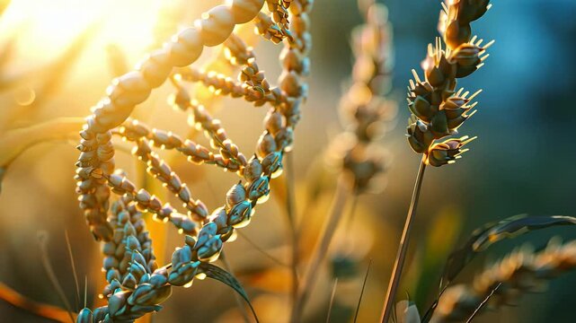 close-up of DNA helix of wheat. Selective focus